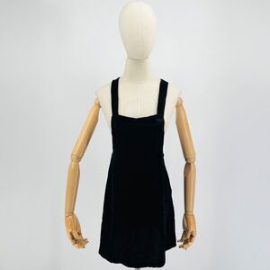 Vintage 90s Simplicity LA Black Silk Velvet Mini Jumper Dress